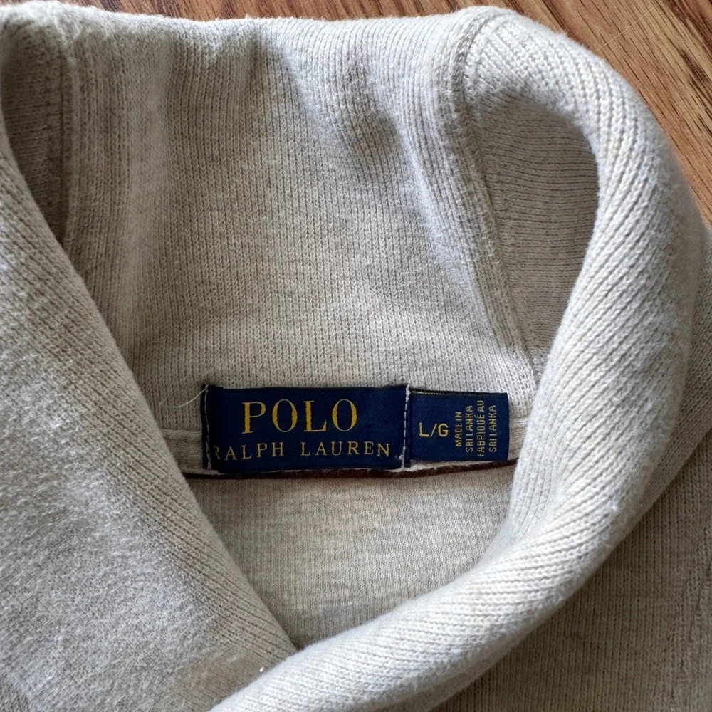 Polo Ralph Lauren Shawl Collar Sweatshirt Men's L Oatmeal‎ Beige Preppy